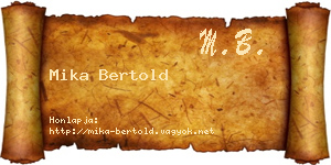 Mika Bertold névjegykártya